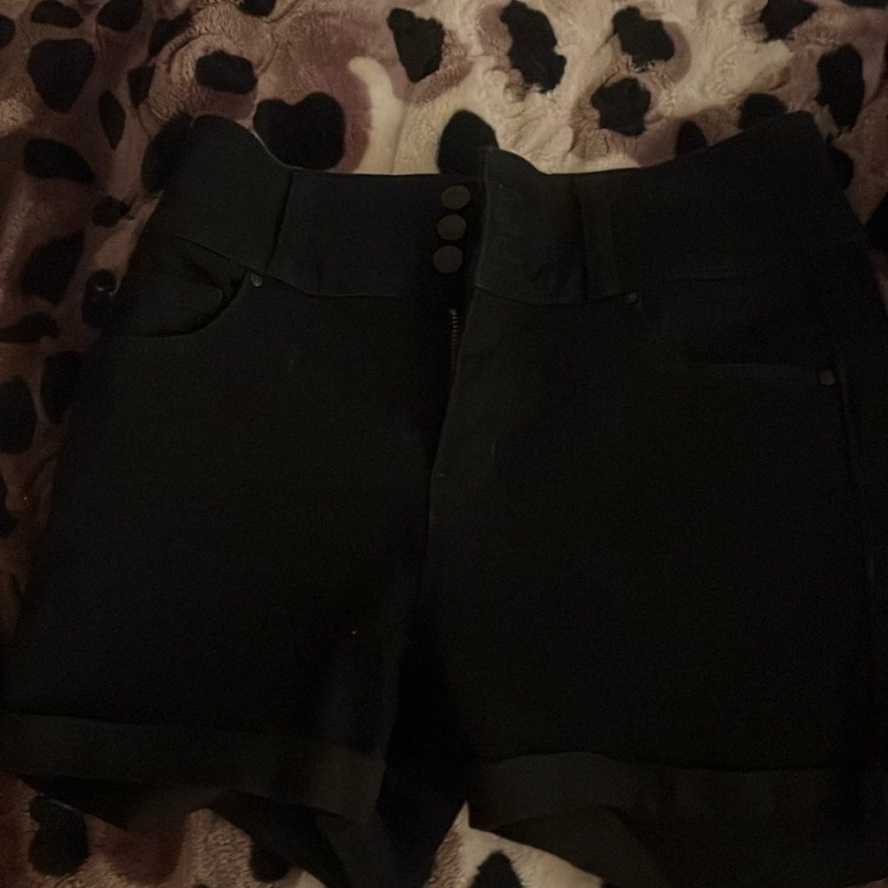 Black high rise Jean shorts